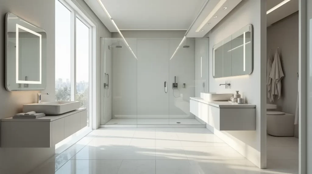 Modern bathroom upgrades with smart features and floating vanity