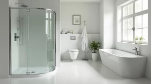 Shower door installation tips being installed in a modern bathroom with clean tiles