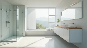Right shower door design in a modern bathroom setting